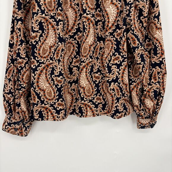 Banana Republic Paisley Mini Corduroy Top, Sz Large, Long Sleeve Babydoll Office - Picture 6 of 11